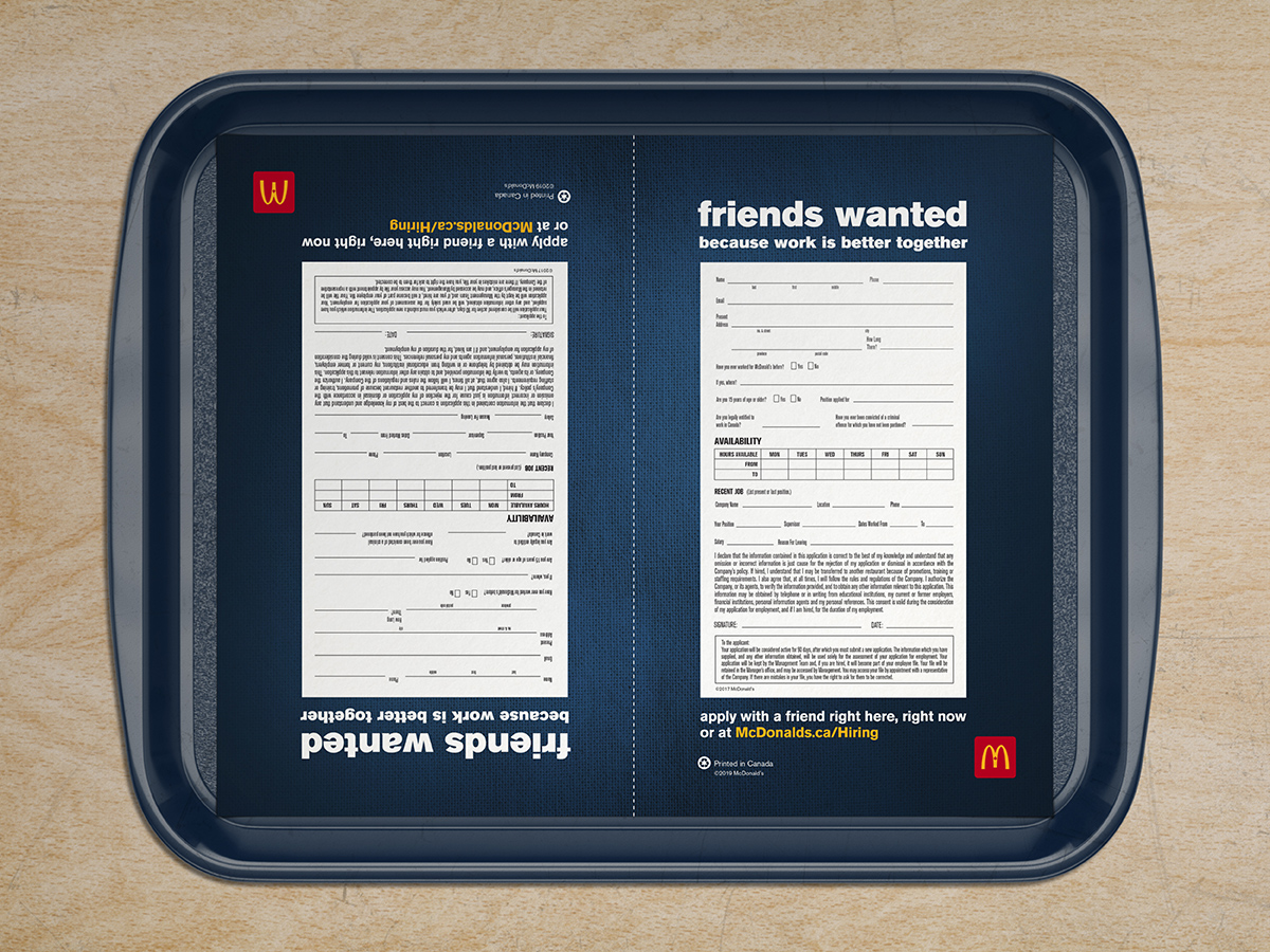 McDonald's Friends Wanted Tray Liner